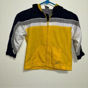 Y2K Nike Yellow and Black Hooded Zip-Up Jacket Size 4T